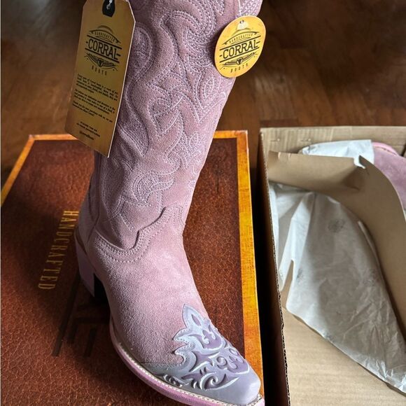 NWT Corral Women's Embroidered Western Boots - Snip Toe Pink Size 7 - Picture 10 of 11